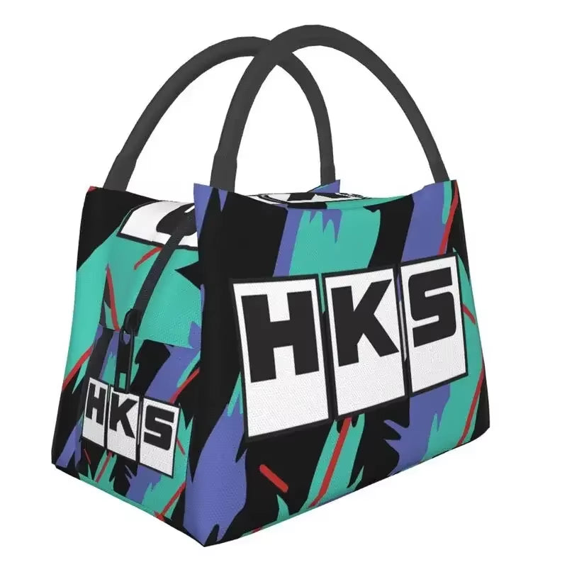 Custom Japanese Retro Auto Hks Jdm Drifting Lunch Bags Men Women Cooler Thermal Insulated Lunch Boxes for Work Pinic or Travel