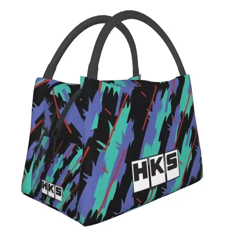 Custom Japanese Retro Auto Hks Jdm Drifting Lunch Bags Men Women Cooler Thermal Insulated Lunch Boxes for Work Pinic or Travel
