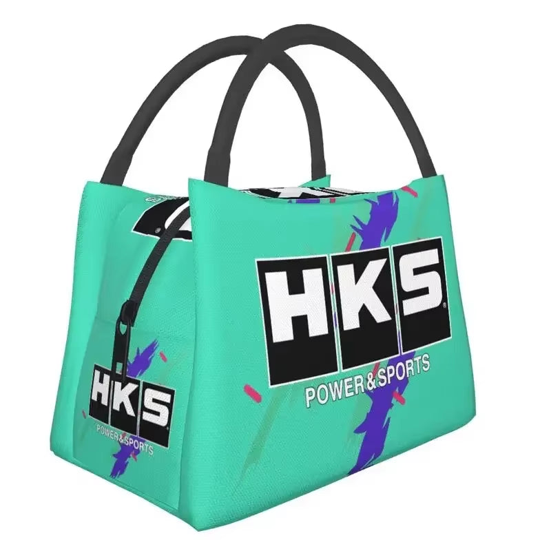 Custom Japanese Retro Auto Hks Jdm Drifting Lunch Bags Men Women Cooler Thermal Insulated Lunch Boxes for Work Pinic or Travel