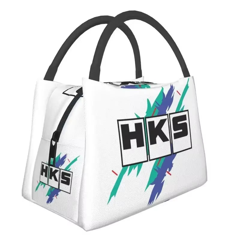 Custom Japanese Retro Auto Hks Jdm Drifting Lunch Bags Men Women Cooler Thermal Insulated Lunch Boxes for Work Pinic or Travel