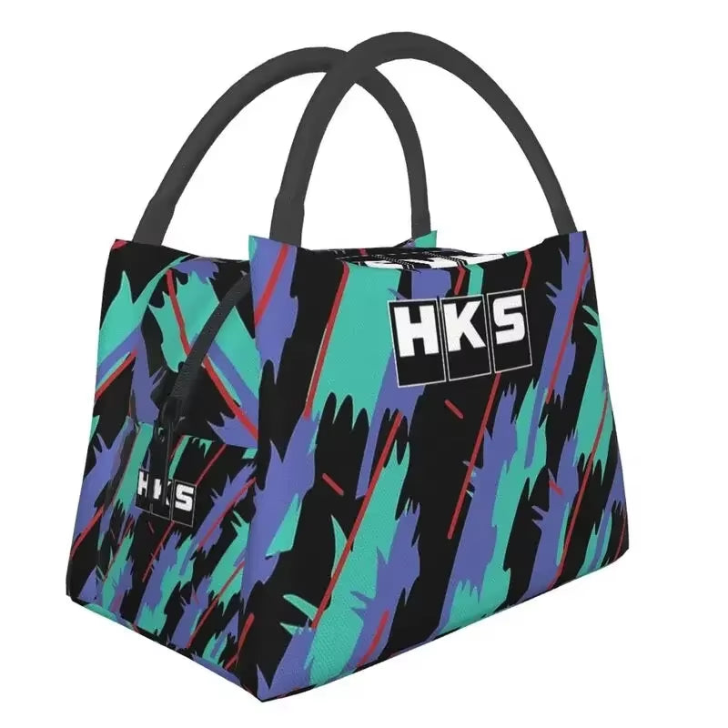 Custom Japanese Retro Auto Hks Jdm Drifting Lunch Bags Men Women Cooler Thermal Insulated Lunch Boxes for Work Pinic or Travel