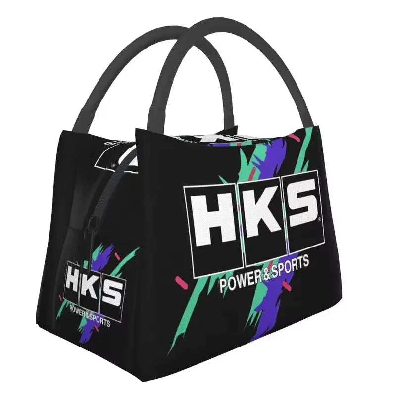 Custom Japanese Retro Auto Hks Jdm Drifting Lunch Bags Men Women Cooler Thermal Insulated Lunch Boxes for Work Pinic or Travel
