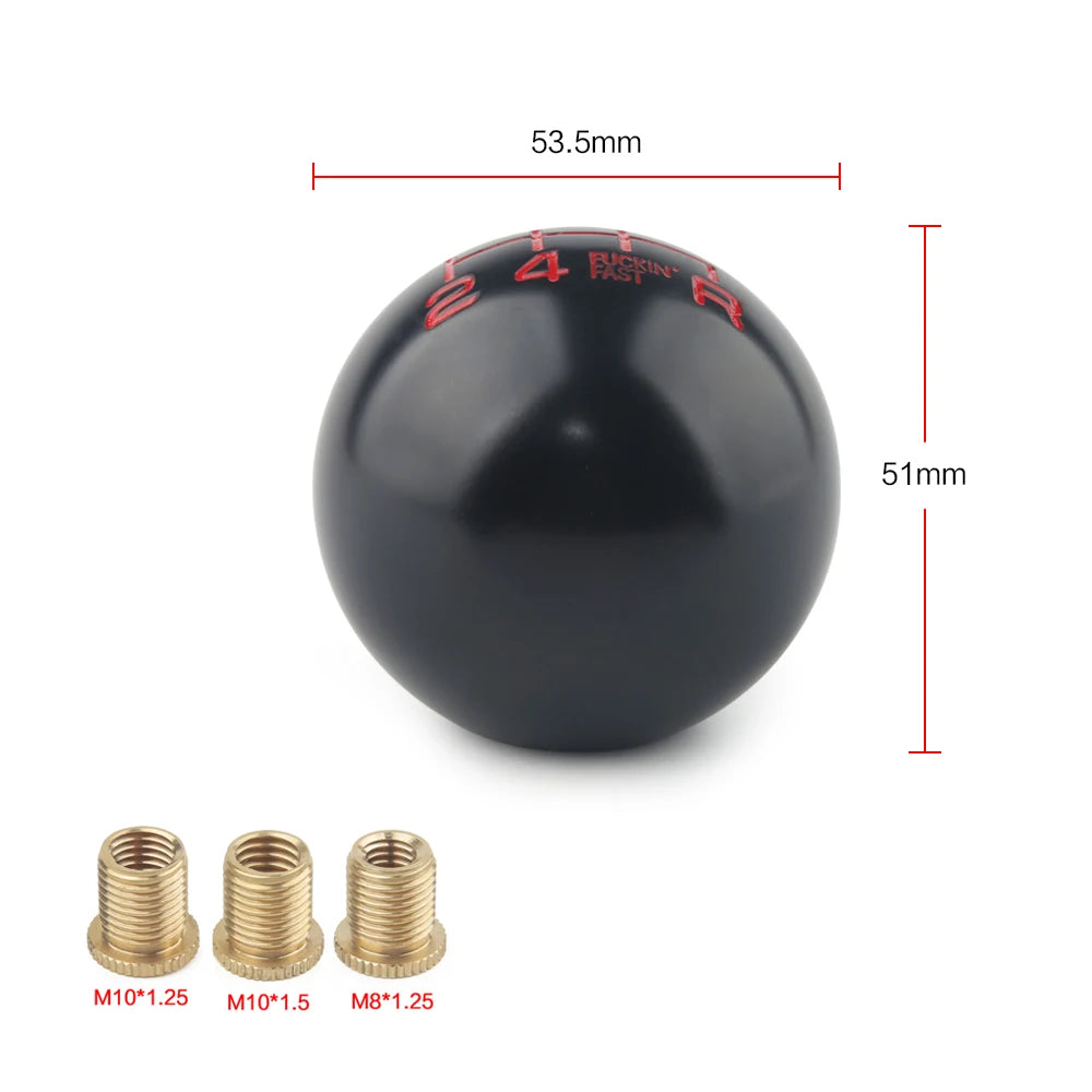 ⚙️ “Tokyo Throws” Shift Knobs – Black Sphere, Red Lettered, All Business