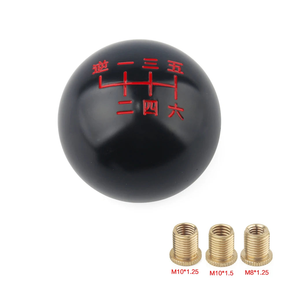 ⚙️ “Tokyo Throws” Shift Knobs – Black Sphere, Red Lettered, All Business