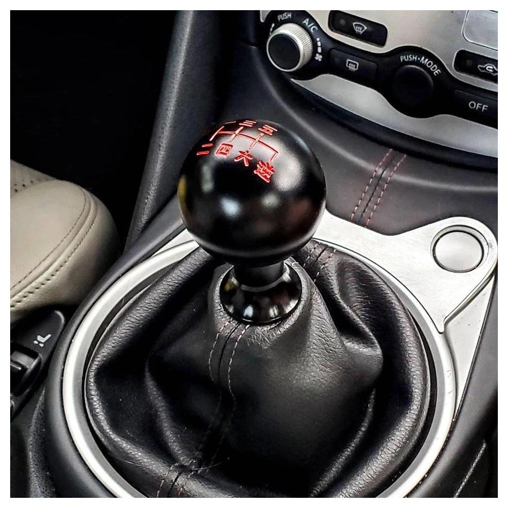 ⚙️ “Tokyo Throws” Shift Knobs – Black Sphere, Red Lettered, All Business