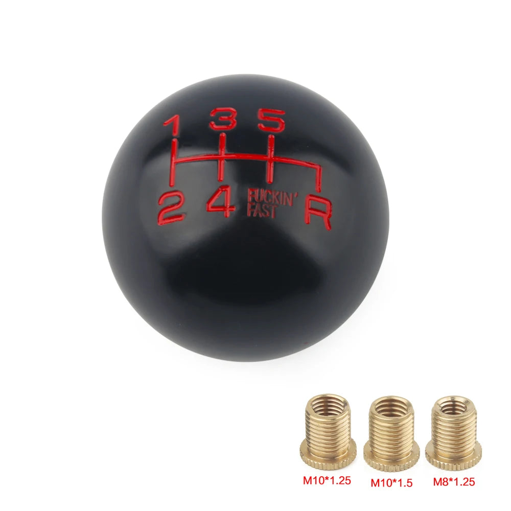 ⚙️ “Tokyo Throws” Shift Knobs – Black Sphere, Red Lettered, All Business