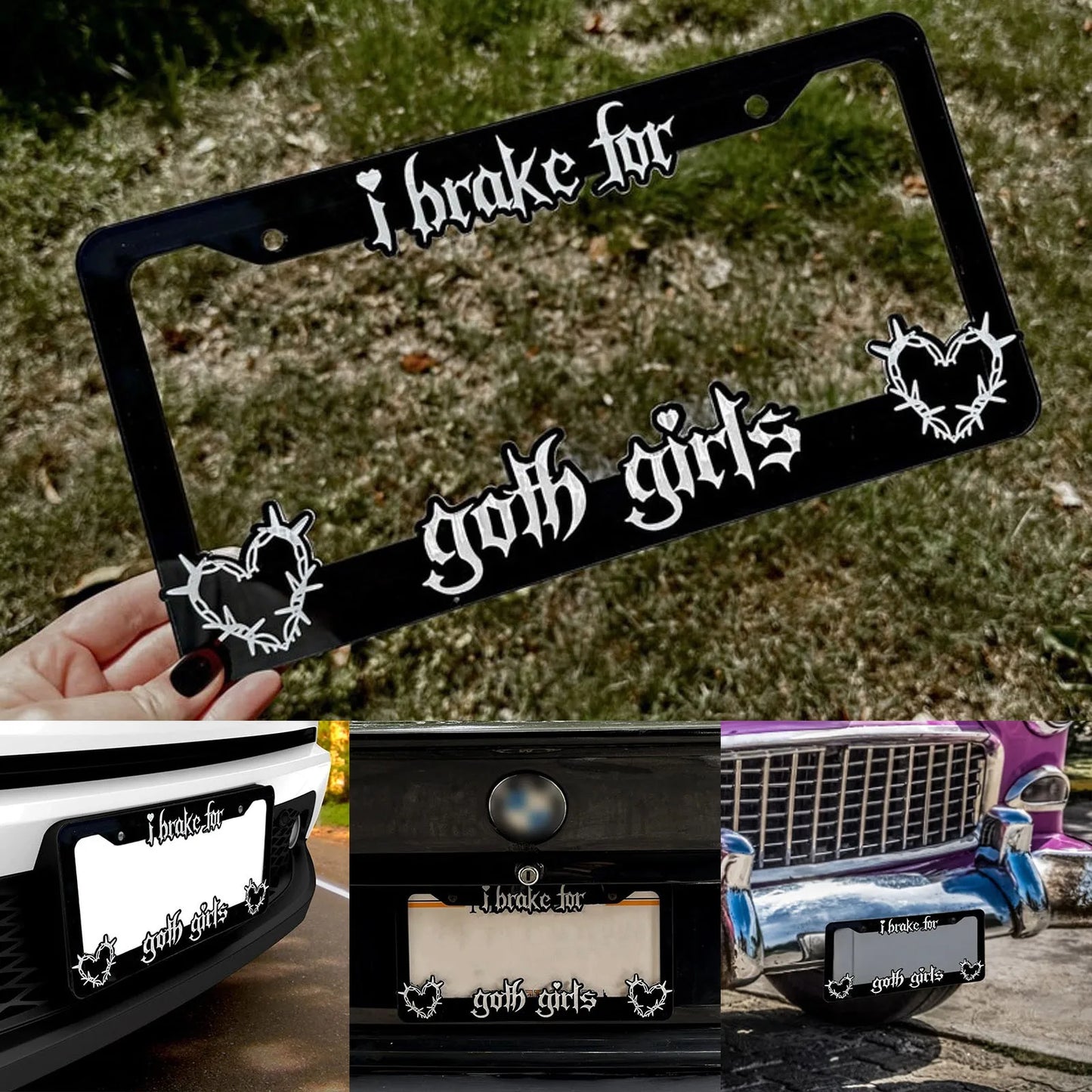 I Brake For Goth Girls License Plate Frame