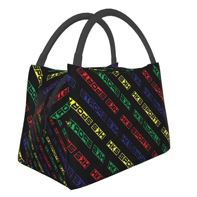 Custom Japanese Retro Auto Hks Jdm Drifting Lunch Bags Men Women Cooler Thermal Insulated Lunch Boxes for Work Pinic or Travel