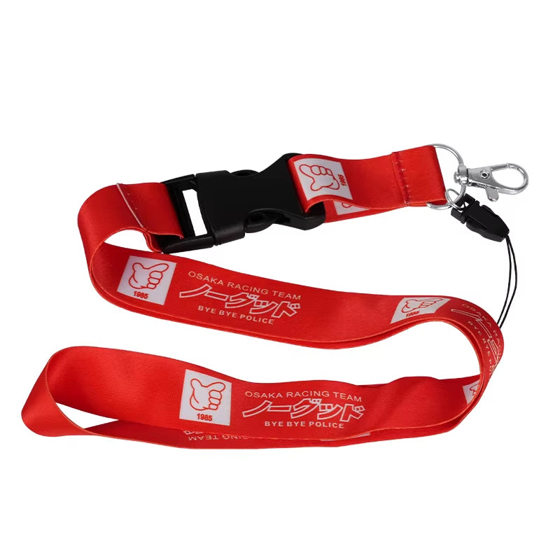 NEW JDM Style Lanyard Keychain Work Card ID Cell Phone Key Hanging Neck Lanyard NOS FAKE TAXI Keyring Motorcycl Auto Accessories
