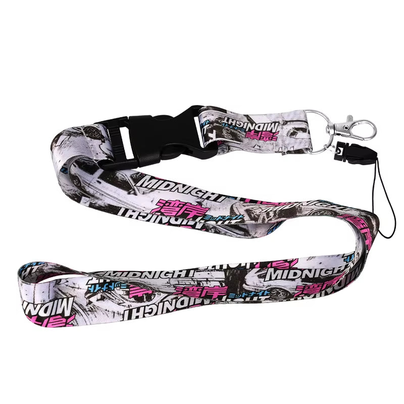 NEW JDM Style Lanyard Keychain Work Card ID Cell Phone Key Hanging Neck Lanyard NOS FAKE TAXI Keyring Motorcycl Auto Accessories