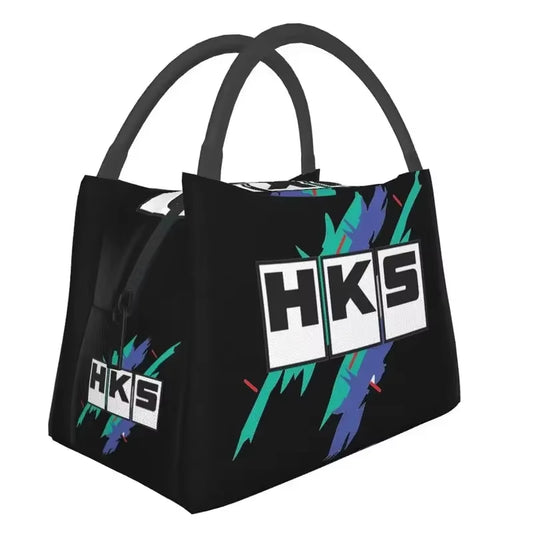 Custom Japanese Retro Auto Hks Jdm Drifting Lunch Bags Men Women Cooler Thermal Insulated Lunch Boxes for Work Pinic or Travel