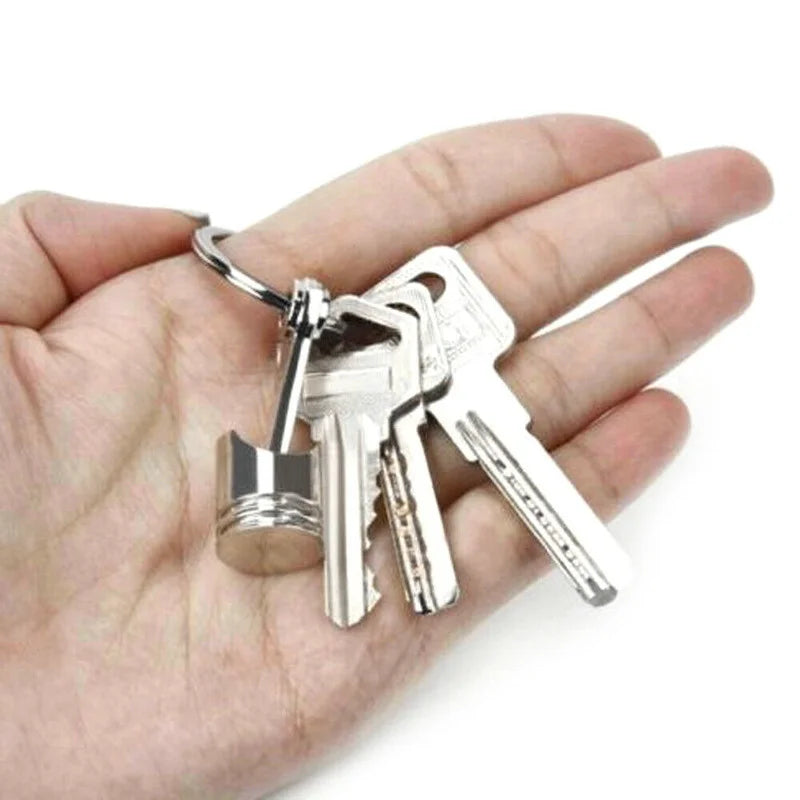 🏁 Mini Piston, Maximum Compression – Functional Metal Keychain