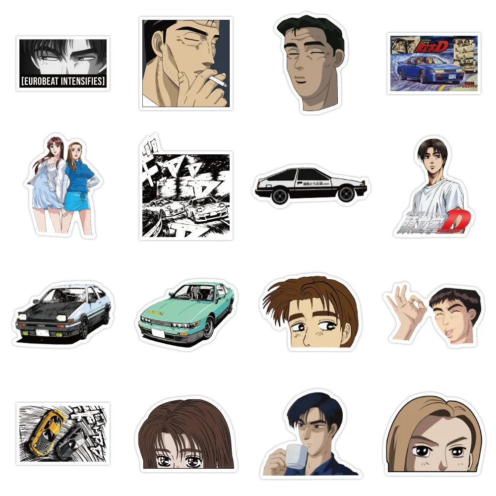  Initial D Sticker Packs — 10, 30, or 50 Pieces