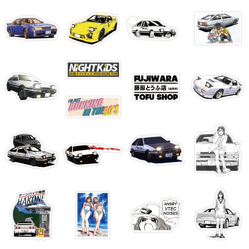  Initial D Sticker Packs — 10, 30, or 50 Pieces