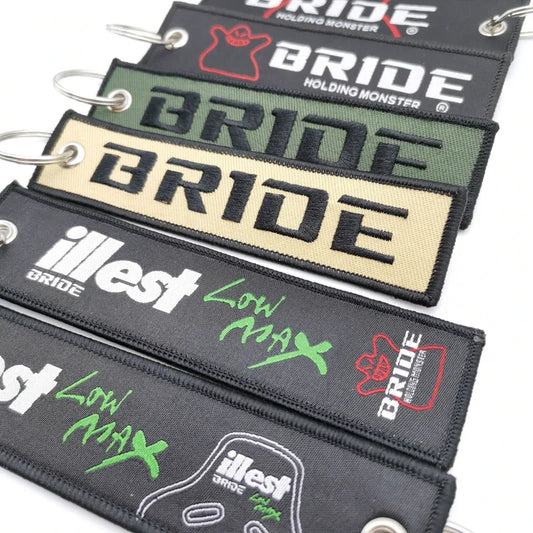 Bride Car Keychain Pendant Nylon Keyring JDM Style Backpack Embroidery Key Strap Carabiner Buckle Auto Key Tag Accessori
