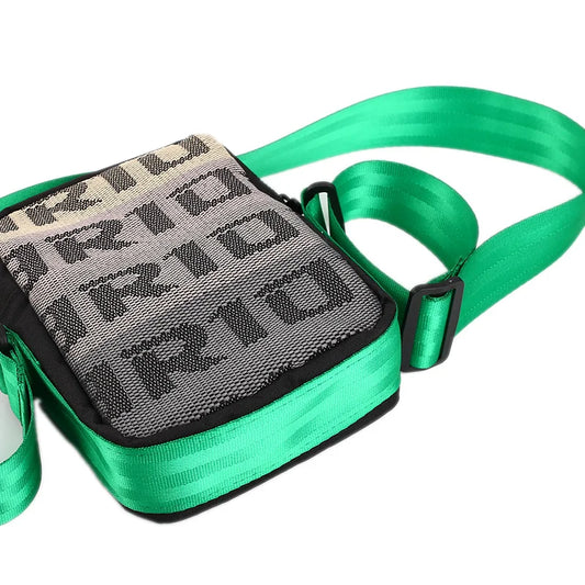 JDM Style Mini Messenger Bag Small Crossbody Auto Car Racing Fabric Canvas Bags Seat Harness Safety Strap W/Embroidery Logo