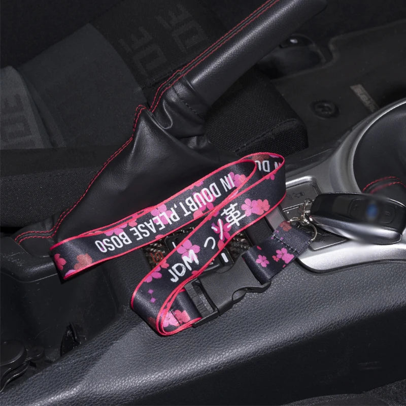 NEW JDM Style Lanyard Keychain Work Card ID Cell Phone Key Hanging Neck Lanyard NOS FAKE TAXI Keyring Motorcycl Auto Accessories