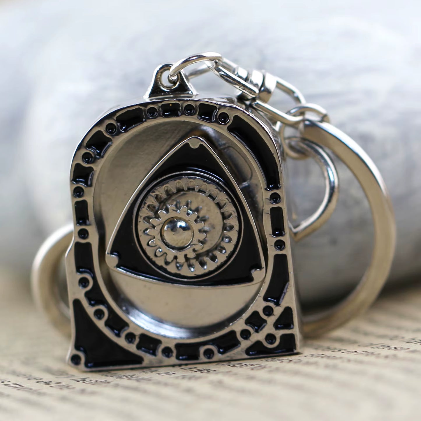 🔧 Mini Rotary, Major Vibes – Metal Keychain with Moving Parts