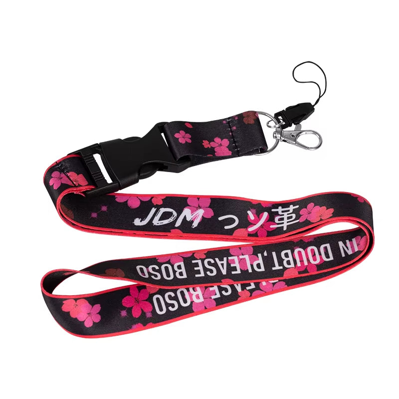 NEW JDM Style Lanyard Keychain Work Card ID Cell Phone Key Hanging Neck Lanyard NOS FAKE TAXI Keyring Motorcycl Auto Accessories