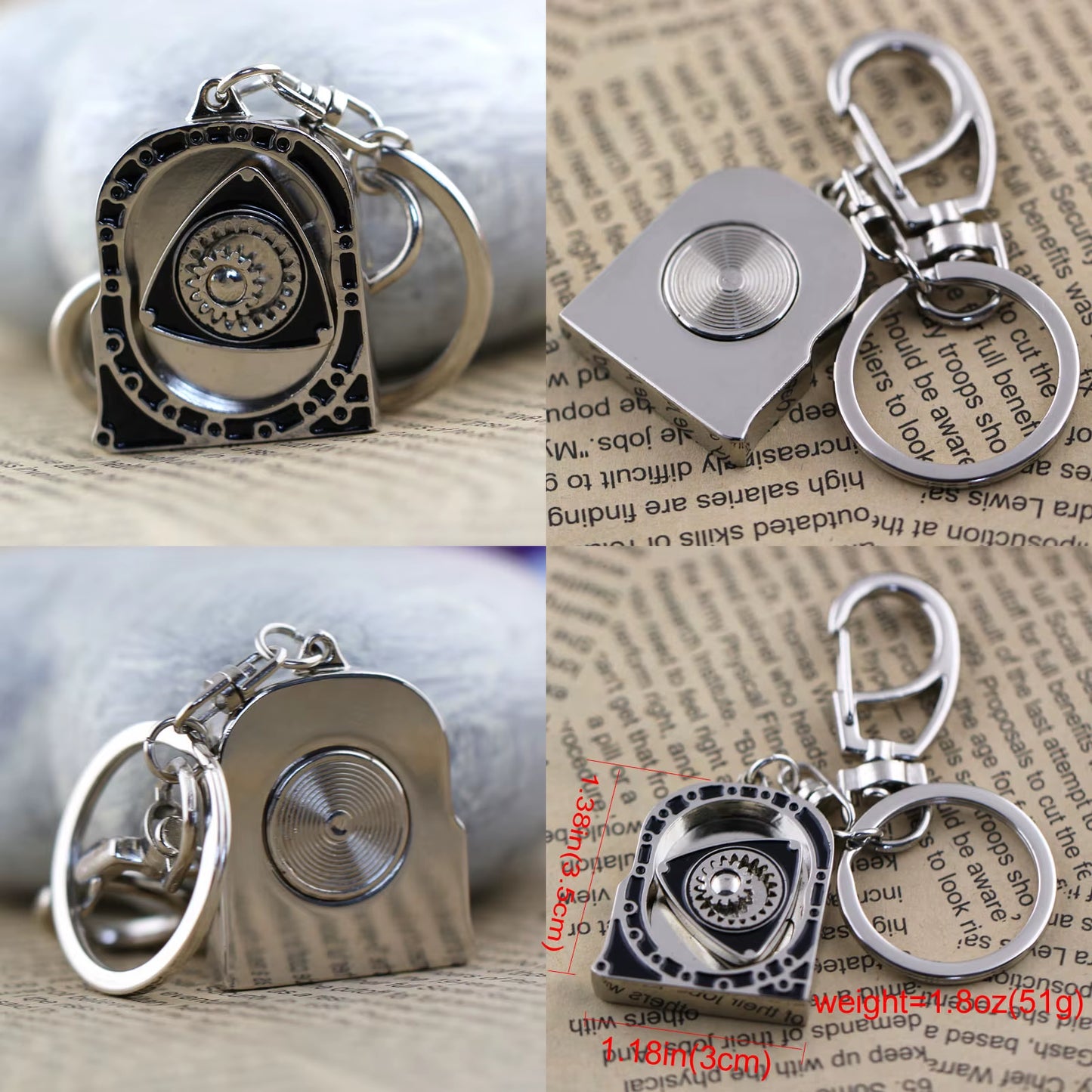 🔧 Mini Rotary, Major Vibes – Metal Keychain with Moving Parts